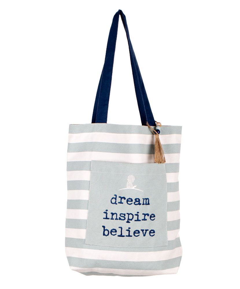 Striped Canvas Tote Bag